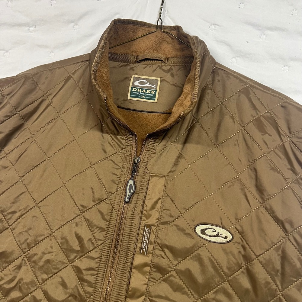 Drake Waterfowl Systems Quilted Fleece Lined Vest Brown Magnattach Mens 2X